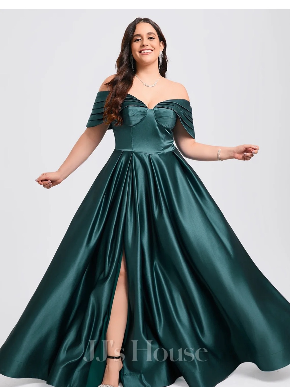 Elegant Dark Green Satin Evening Dress